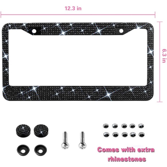 Amazon OKLPF Bling License Plate Frame - Black Rhinestone - NWT - Picture 2 of 4